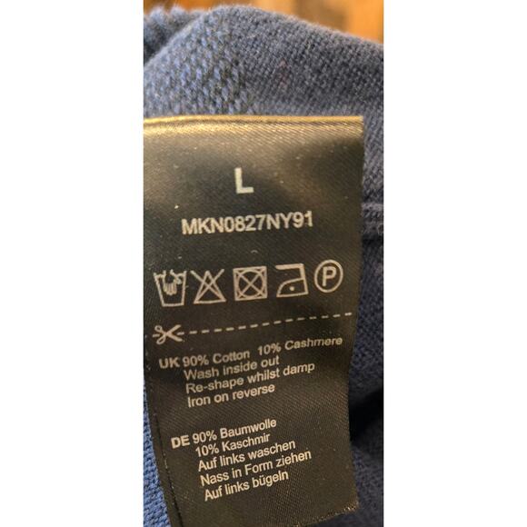 Barbour Mens Large Blue Tartan Crew Neck Cashmere Blend Long Sleeve Classic Prep - Picture 6 of 6